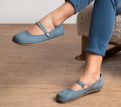 Lisbeth Joe Paris Mary Janes minimalist suede dressy shoes for women in grey blue color