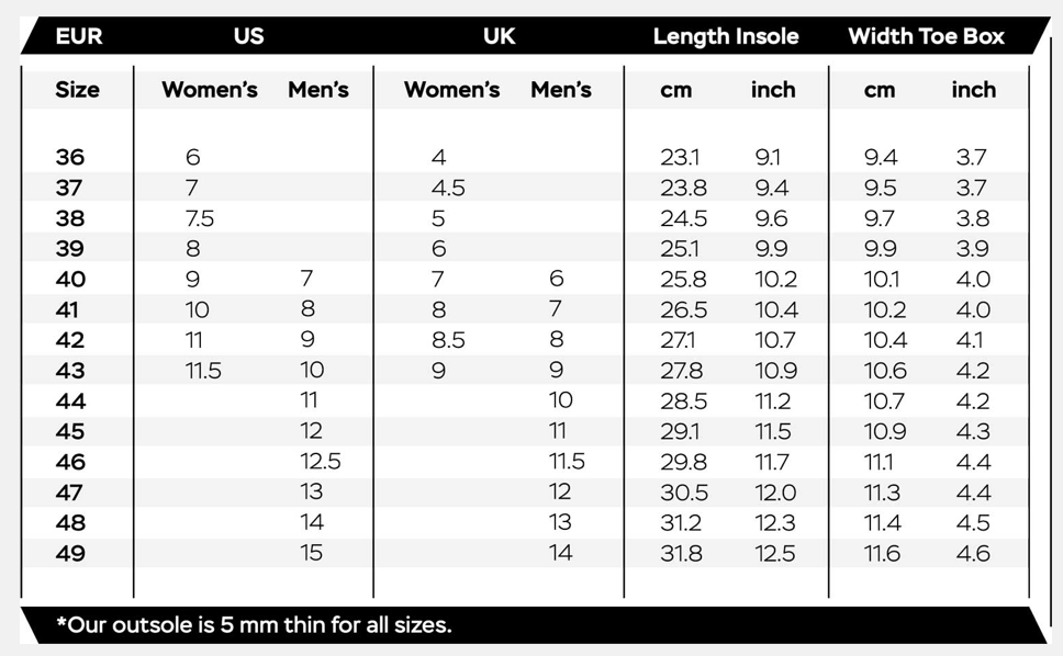 Sizing Guide, Barefoot Shoes, Vivobarefoot