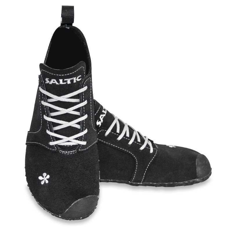 Saltic Fura hiking barefoot shoe in black with white laces
