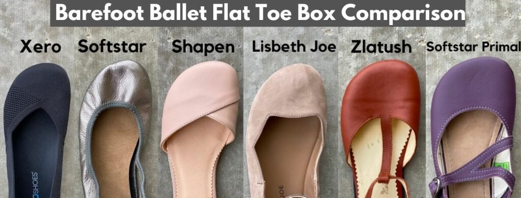 barefoot ballet flat width comparison collage