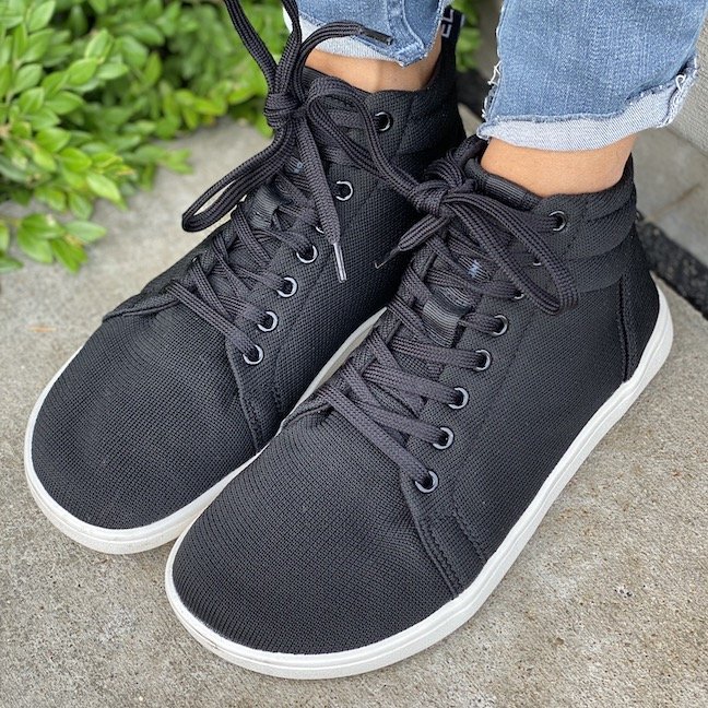 Feelgrounds Original Knit, Barefoot Shoes, Casual Minimal Sneakers, Zero Drop, Wide Toe Box, Vegan, Unisex | All Black - US M15