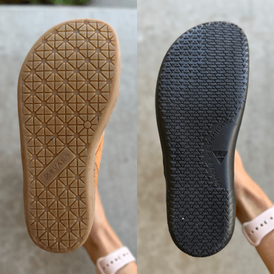 Outsole Shape side by side for Angles and Crave barefoot shoes