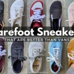 10 cool barefoot sneakers collage with overlay words that reads "Barefoot Sneakers that are better than vans" anyasreviews.com
