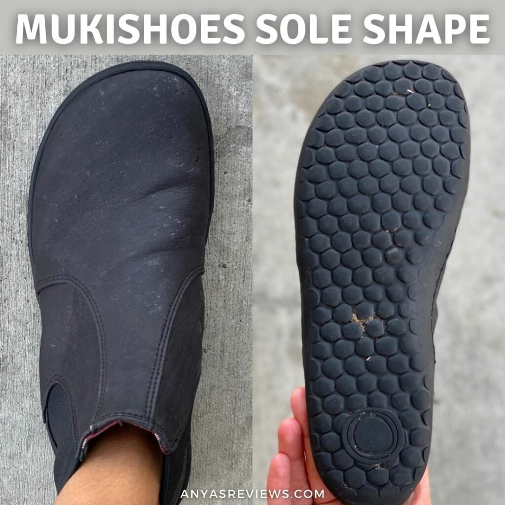 Top down and outsole on Mukishoes barefoot stylish chelsea boots