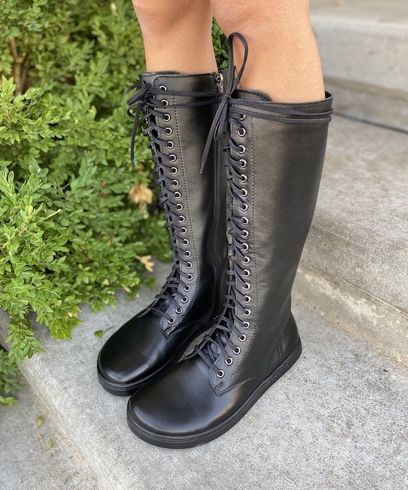 Combat High Lace up Women Black Boots 