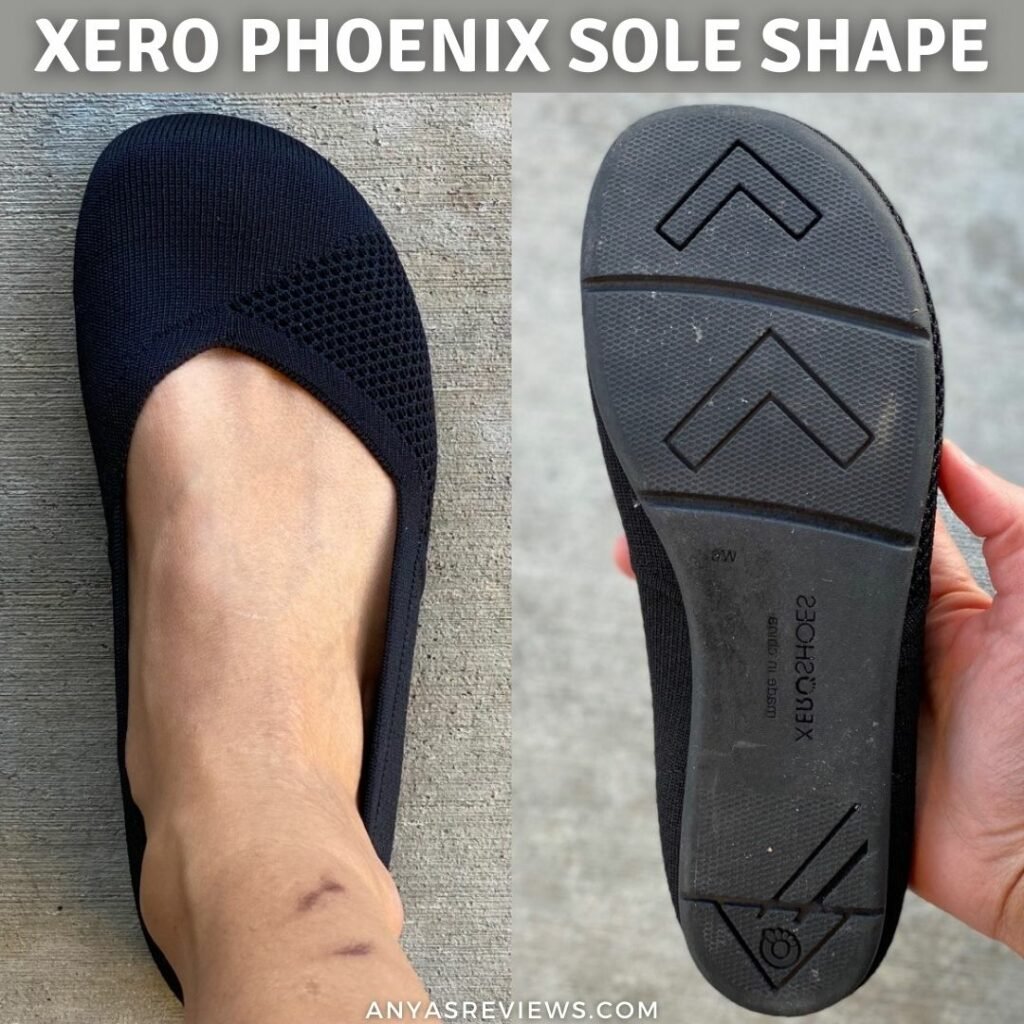 Xero Phoenix vegan affordable barefoot ballet flat sole shape