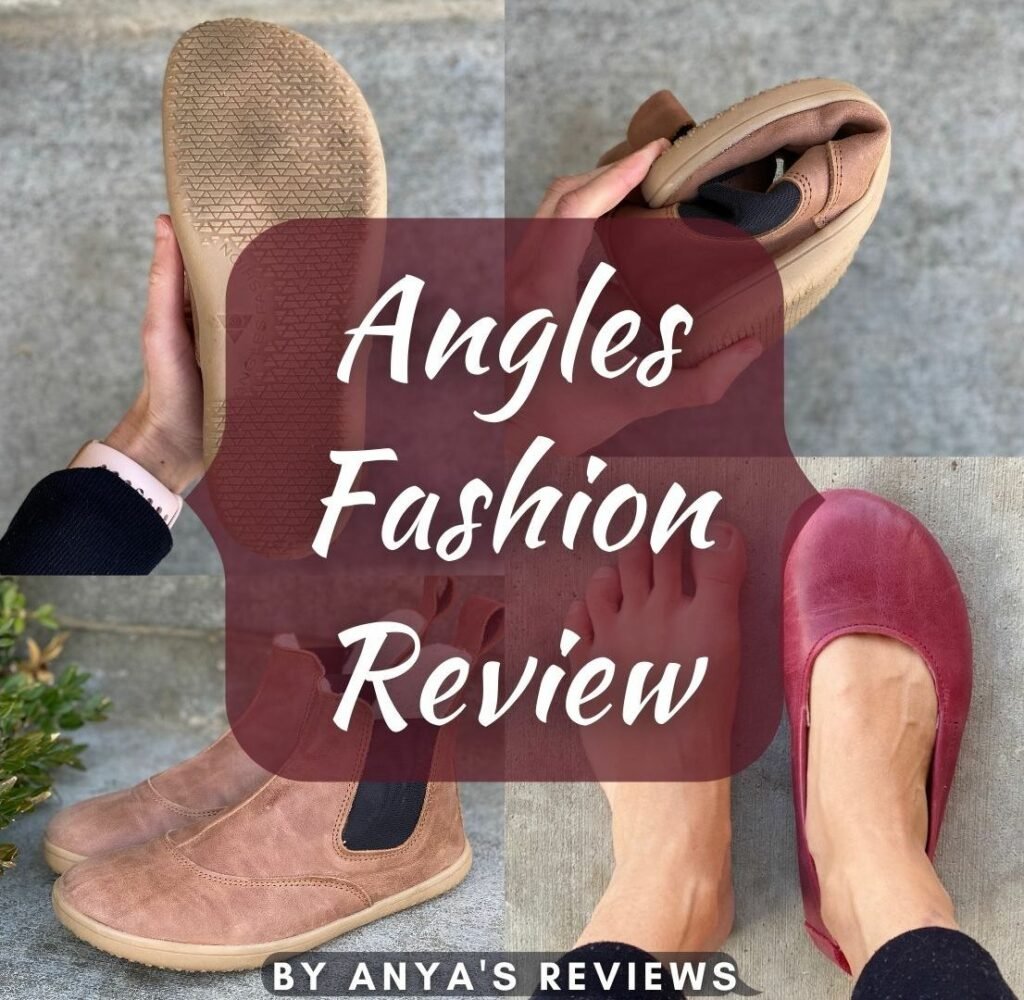 Angles Fashion Review by Anya's reviews - text overlaid with Angles Fashion Artemis boots and Afrodita ballet flats in the background