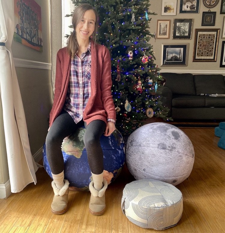 A woman sitting on a Venn Design Air Chair alternative seating options