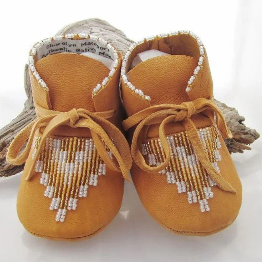 Authentic Native handmade beaded heirloom leather moccasins