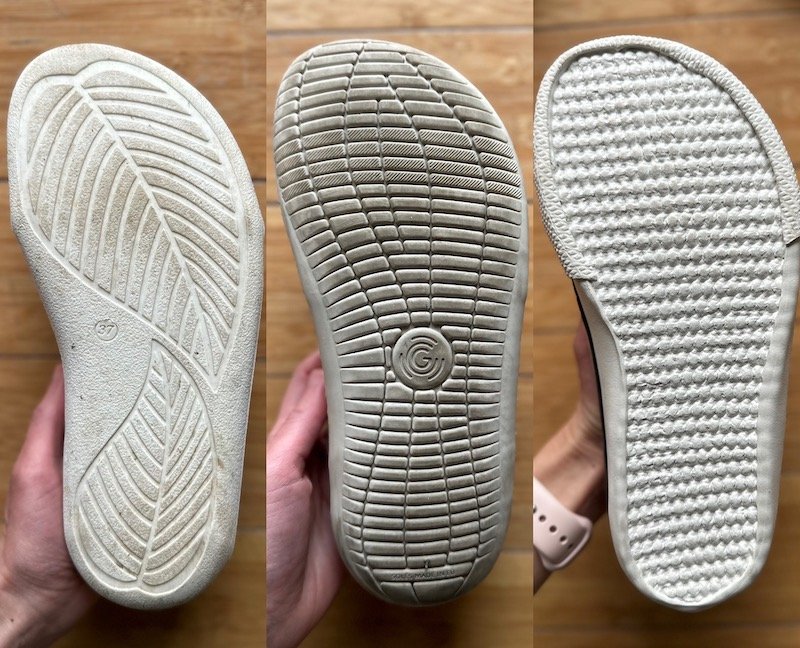 A width comparison of some of the widest barefoot shoes - Be Lenka, Groundies, and Bohempia.