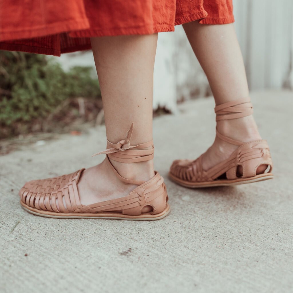 Anya Origo Huarache Tan Slips on Ankle Tie