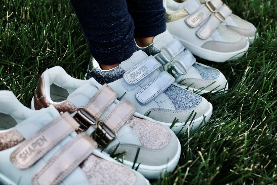 A line of pretty sparkly functional barefoot shoes for kids from Shapen Barefoot